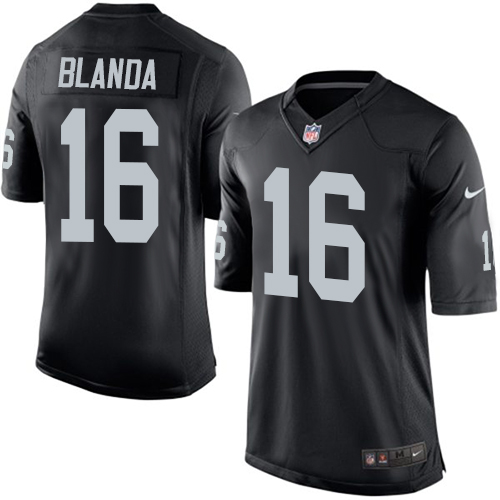 Men's Limited George Blanda Nike Jersey Black Home - #16 NFL Oakland Raiders